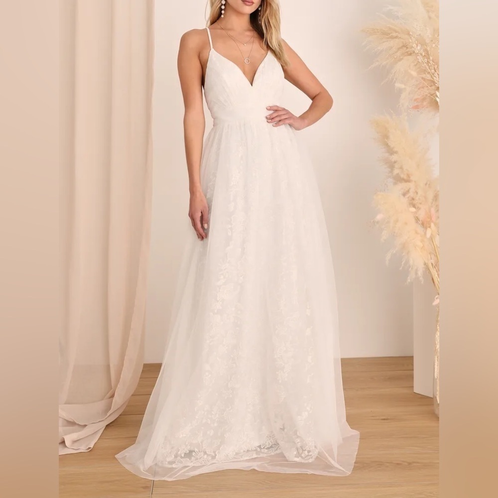 Dreamer Ivory Embroidered Tulle Maxi Dress - Picture 2 of 10